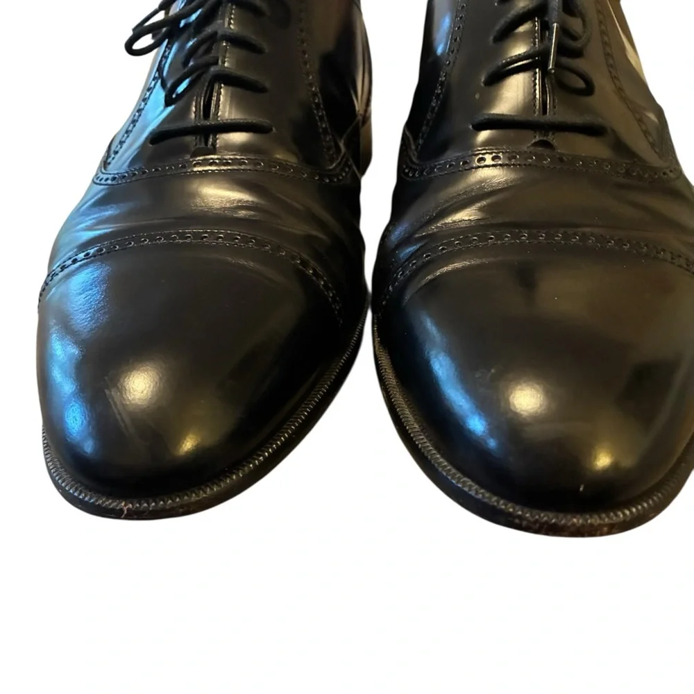 👞 Caporicci Handmade Italian Leather Cap-Toe Oxford Shoes - Black - Men’s 13M
